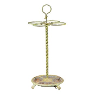 Verdigris Wrought Iron Umbrella Stand, 1900s For Sale