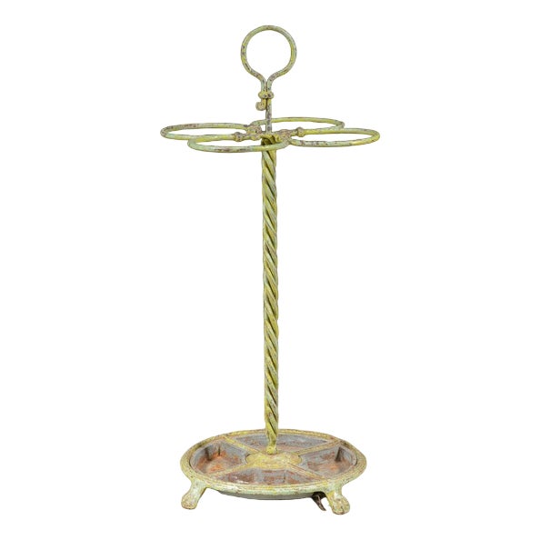 Verdigris Wrought Iron Umbrella Stand, 1900s For Sale