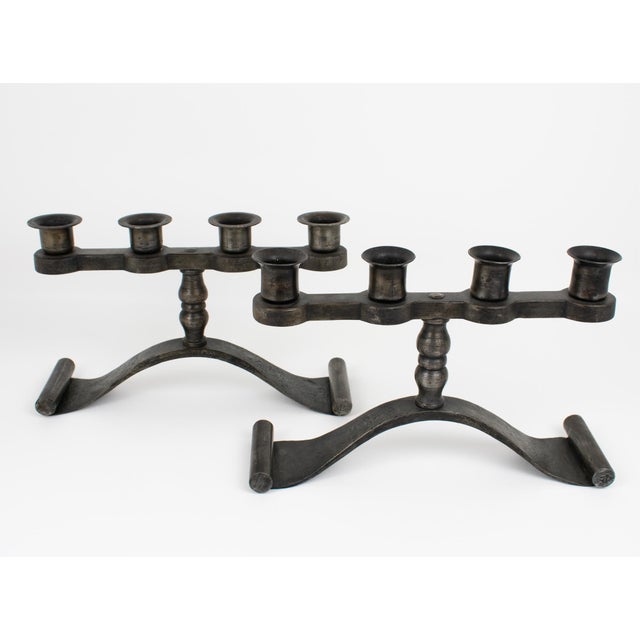 Charles Piguet Modernist Wrought Iron Candelabras Candle Holders For Sale - Image 9 of 11