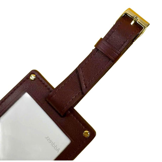 Cartier Paris Burgundy Calfskin Leather Luggage Tag For Sale - Image 9 of 11
