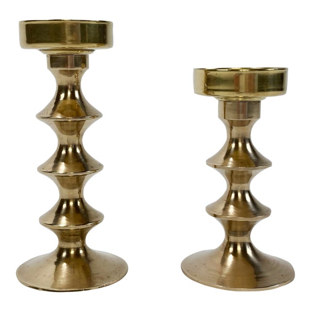 Late 20th Century Mid-Century Modern Brass Votive Candle Holders, a Pair For Sale