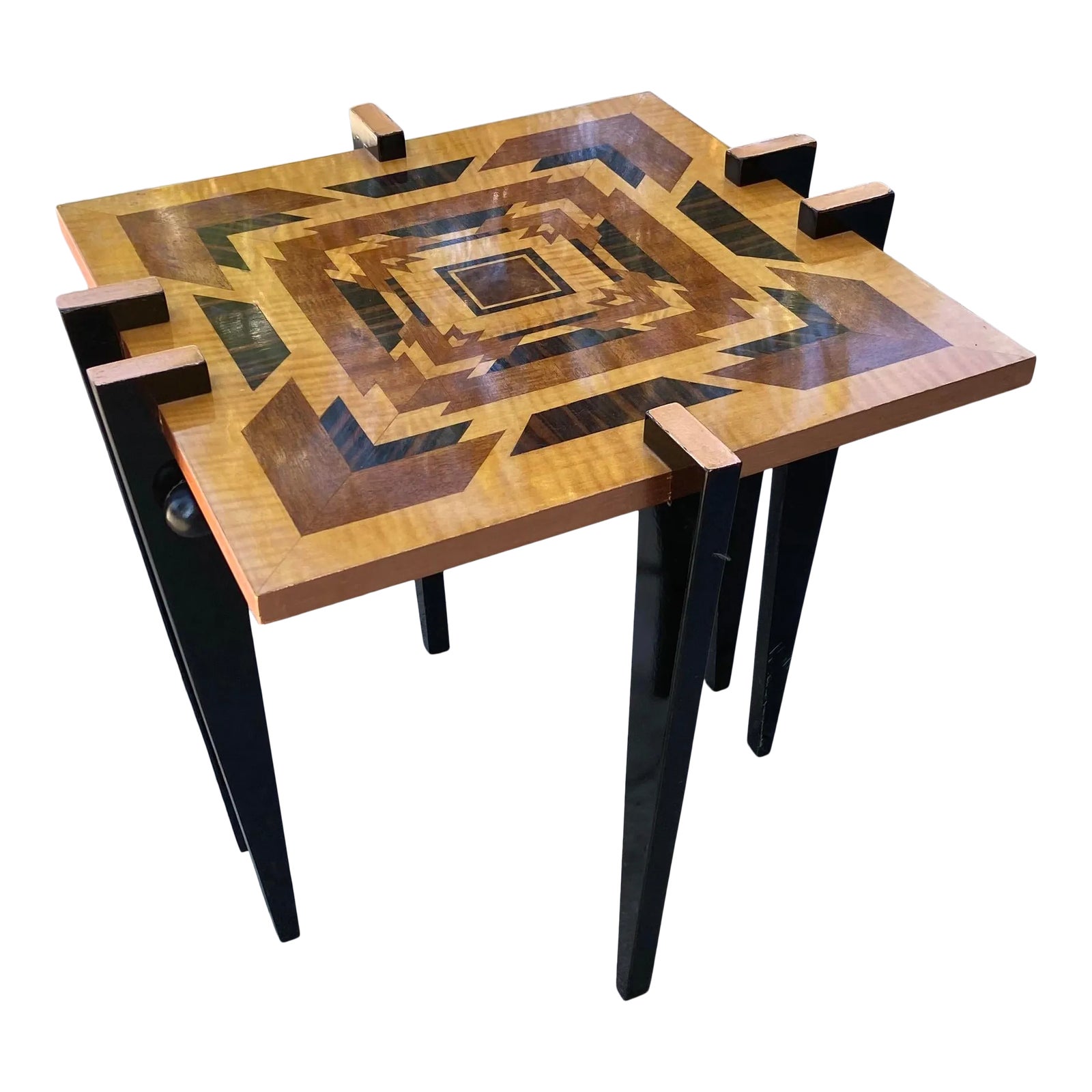 Art Deco Shellenberger Wood Mosaic Inlay Accent Table Chairish
