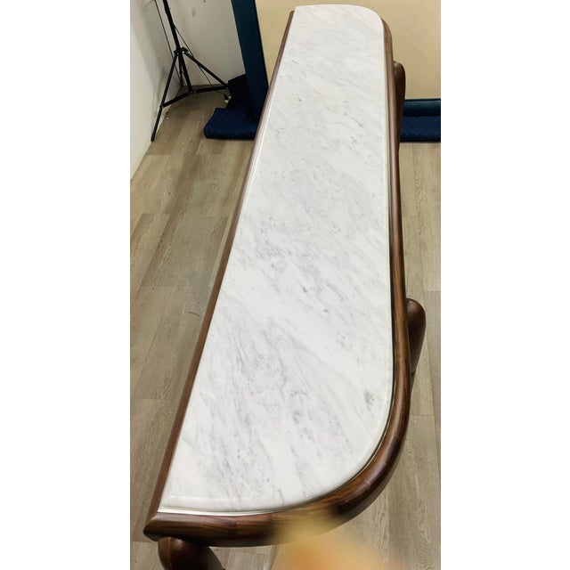 Modern Theodore Alexander Modern Sycamore and White Marble Origins Console Table For Sale - Image 3 of 6