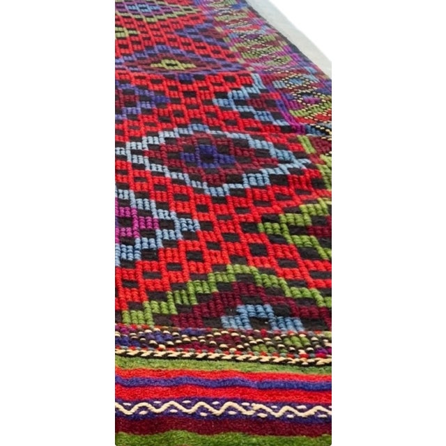 Mid-Century Handwoven Anatolian Kilim Expressive Geometric Symbolism & Heritage Wool For Sale In Atlanta - Image 6 of 11