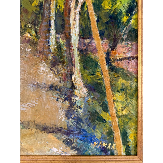 Green Vintage European Oil Landscape Painting For Sale - Image 8 of 15
