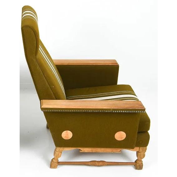 Wood Danish Mid Century Modern High Back Lounge Chair W Straight Paddle Arms For Sale - Image 7 of 11