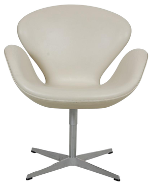 Tall Swan Chair in White Leather from Arne Jacobsen