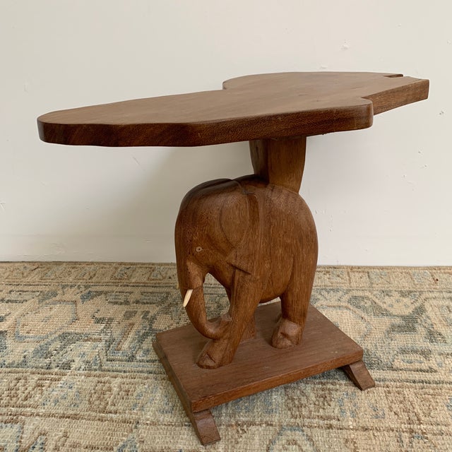 Vintage Nigerian Carved Wood Elephant Africa Occasional Table Chairish