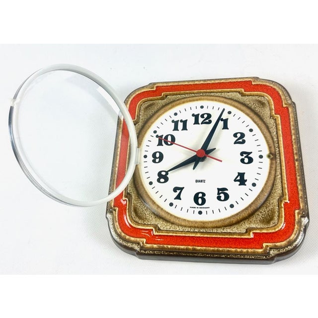 1960s German Ceramic Kitchen Wall Clock, 1960s For Sale - Image 5 of 9