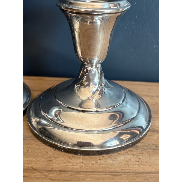 Mid 20th Century Pair of Vintage Weighted Sterling Silver Candlesticks For Sale - Image 5 of 8