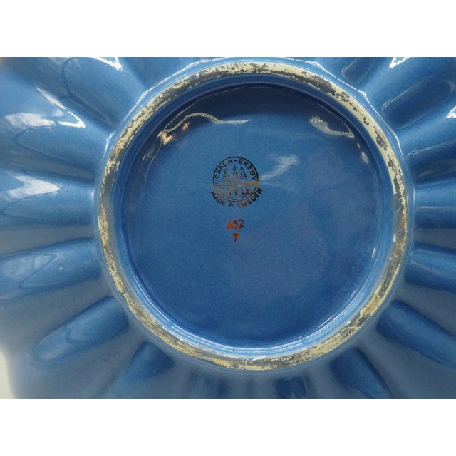 Art Deco Sapphire Glazed Flower Bowl with Fish by Arthur Percy for Upsala Ekeby Gefle, 1930s, Set of 2 For Sale - Image 14 of 15