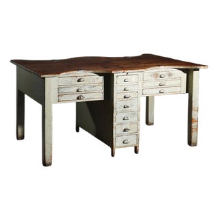 Industrial Table with Four Workstations For Sale
