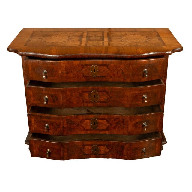 Wood Antique Austrian Baroque Inlaid Walnut Burl Chest Drawers Dresser Commode 1760 For Sale - Image 7 of 14