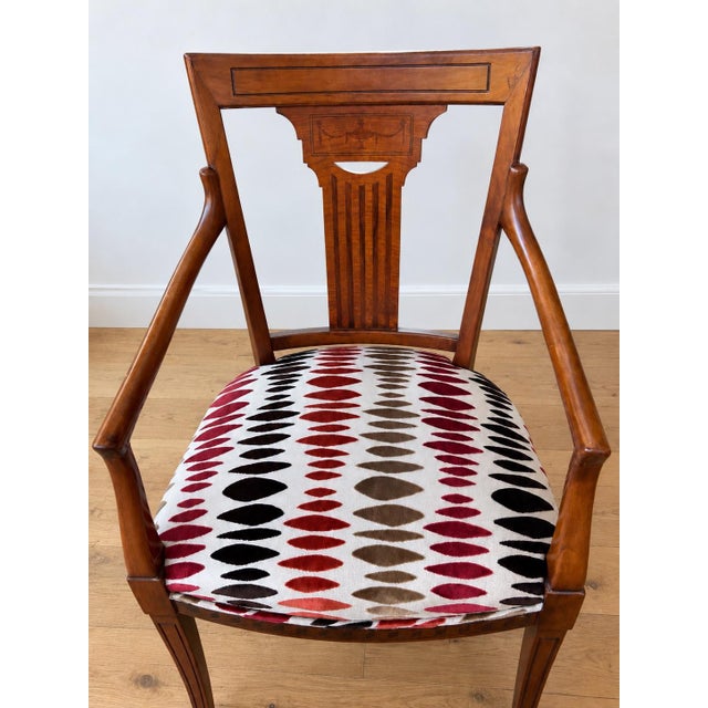 Vintage Neoclassical Style Dining Chairs - Set of 6. Newly Upholstered in Abstract Patterned Velvet. For Sale In New York - Image 6 of 11