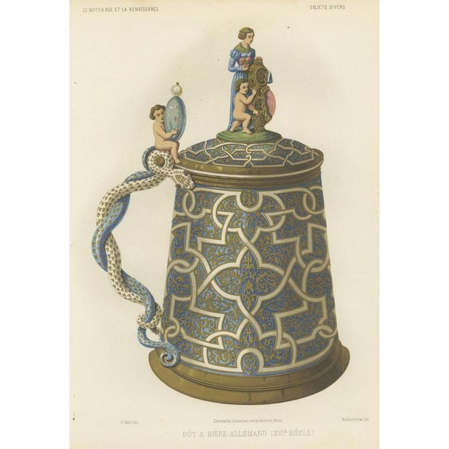 After Ferdinand Séré, German Beer Tankard, Sixteenth Century, 1851, Chromolithograph For Sale - Image 9 of 9