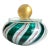 Vintage Murano Green White Glittery Ribbons Gold Flecks Top Italian Art Glass Vanity Powder Jewelry Box For Sale