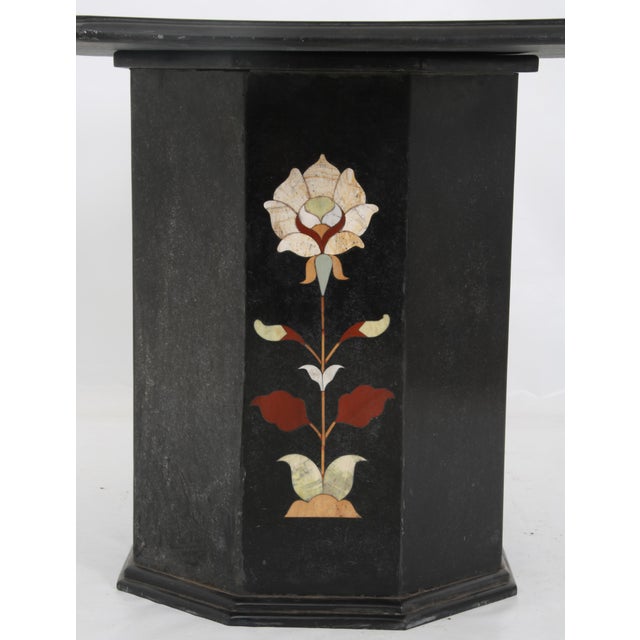 Stone Antique Large Octagonal Italian Pietra Dura Floral Mosaic Inlay Table For Sale - Image 7 of 11