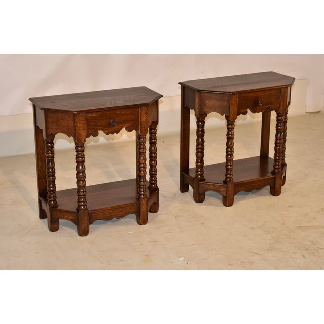 Wood Pair of Edwardian English Oak Side Tables, Circa 1900 For Sale - Image 7 of 10