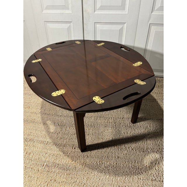 Late 20th Century Mahogany Butler’s Tray Coffee Table With Brass Hardware For Sale - Image 9 of 10