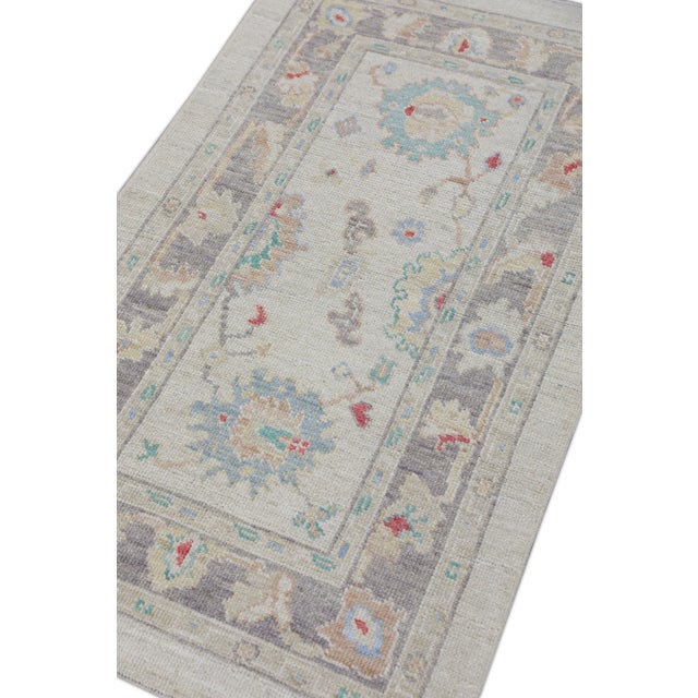 Cream Multicolor Handwoven Turkish Oushak Rug 2'11" X 4'11" For Sale In Houston - Image 6 of 8