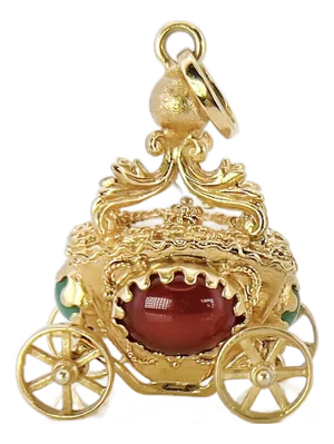 Vintage Carnelian Cinderella Carriage Pendant, 18k