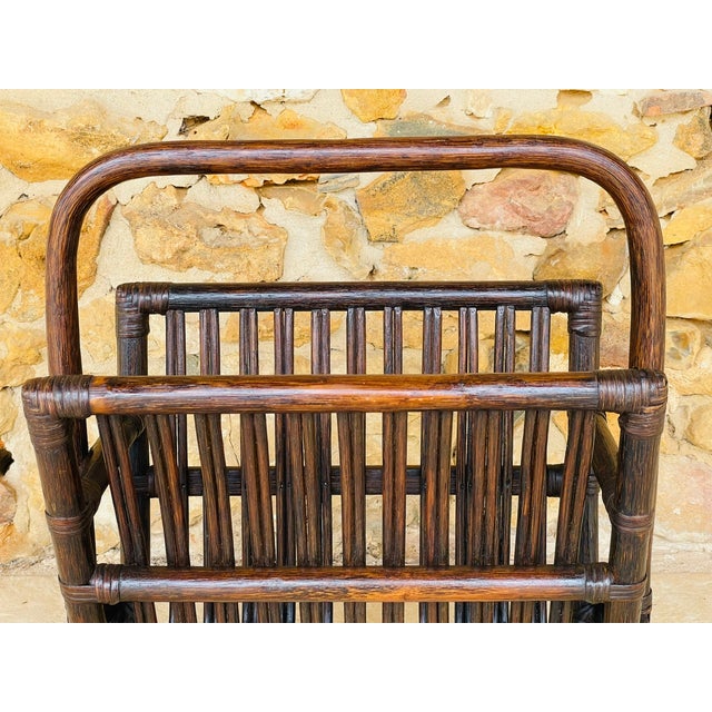 Vintage Bamboo Rattan Magazine Rack, 1970s For Sale - Image 4 of 17