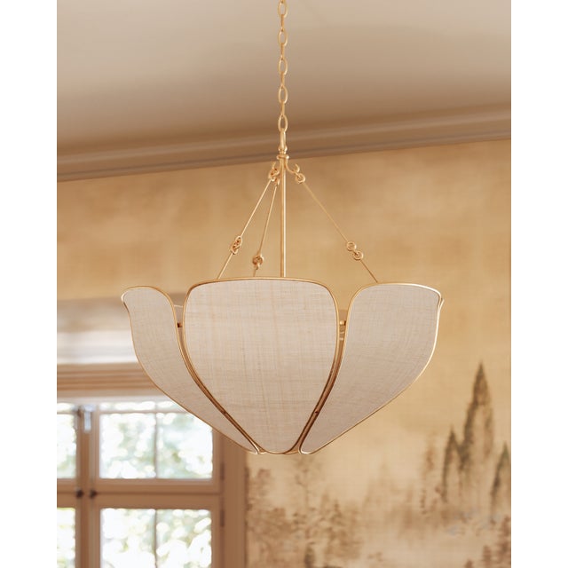Textile Hudson Valley Lighting Bayville 31.75 in. 6 Light Pendant in Vintage Gold Leaf Finish For Sale - Image 7 of 8