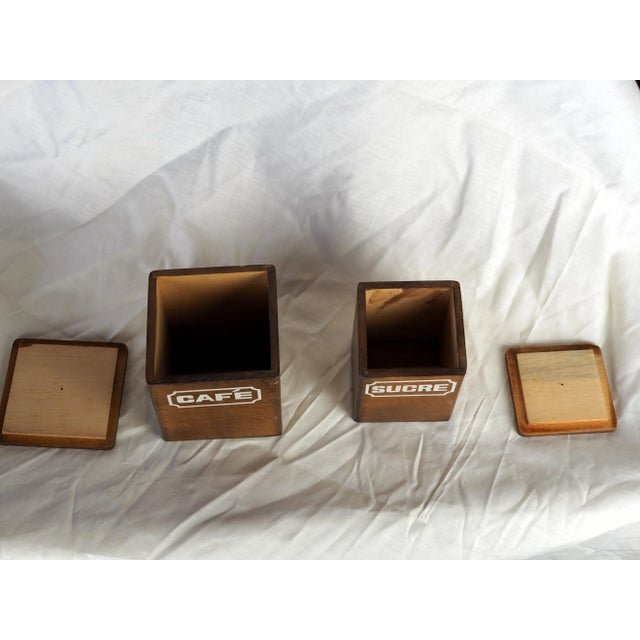 Mid-Century Modern French Coffee and Sugar Wooden Nest Canister - a Pair For Sale - Image 6 of 10