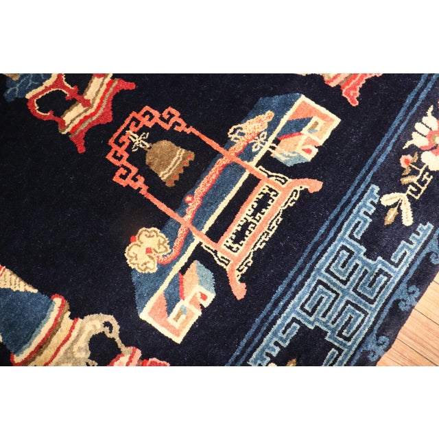 Blue Antique Chinese Peking Rug - 4'5" x 6'8" For Sale - Image 8 of 11