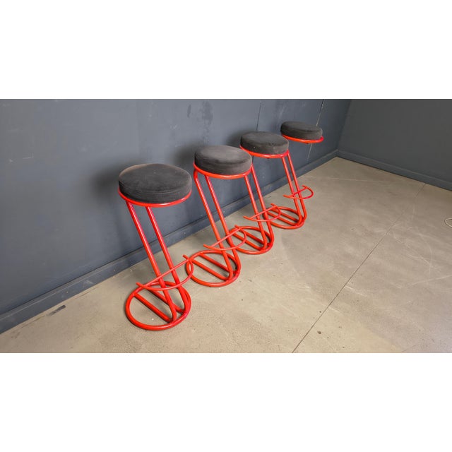 Metal Vintage Bar Stools, 1980s, Set of 4 For Sale - Image 7 of 13