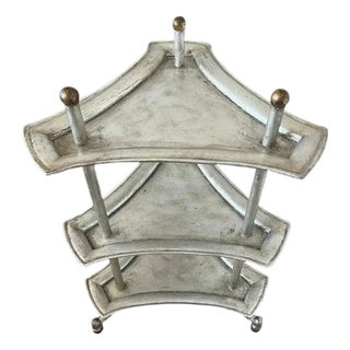 Attributed to Jacques Garcia for Baker Furniture 3 Tiered Silver and Gold Leaf Side Table For Sale