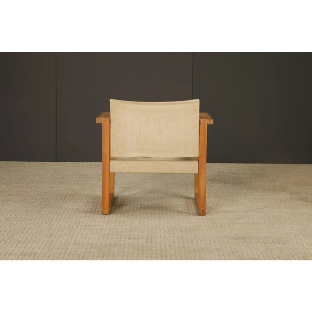 Minimalist Safari Sling Lounge Chair in Natural Canvas and Solid Wood, C 1970s For Sale - Image 15 of 16