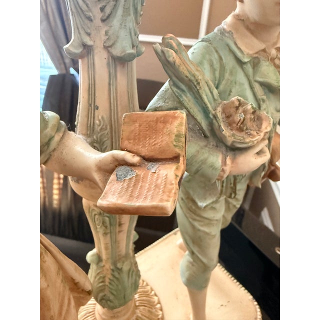 Vintage L&f Moreau Dual Lamp Collection Francaise Sculpture Figural Lamp Foundry Mark. Rare. For Sale - Image 9 of 15