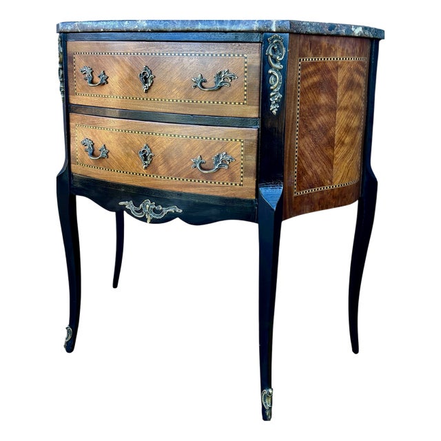 French Louis XV Style Commode with Marble Top, 1940 For Sale