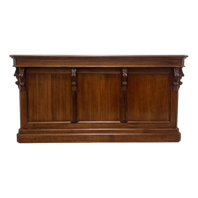 Counter in Elm Wood with Carved Details For Sale