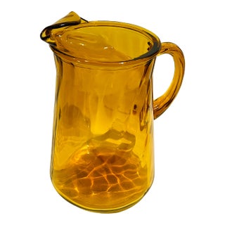 Vintage 1960s Bartlett Collins Amber Swirl Glass Pitcher For Sale