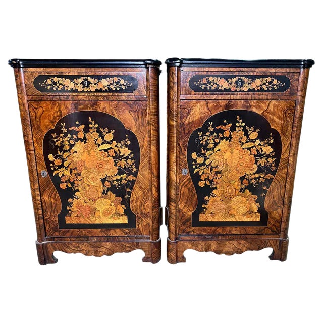 Victorian Inlaid Cabinets, 19th Century, Set of 2 For Sale