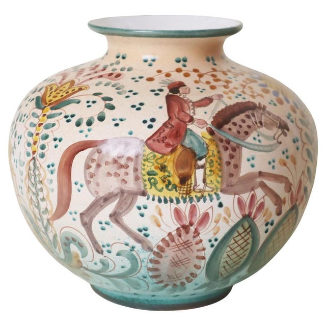 Renaissance-Style Faience Vase with Hunting Motifs, 1950s For Sale - Image 12 of 12
