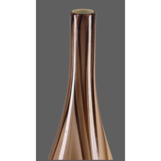 Brown Stunning Mid-Century-Modern Hand-Blown Art Glass Earth Tones Tall 22'' Vase For Sale - Image 8 of 12