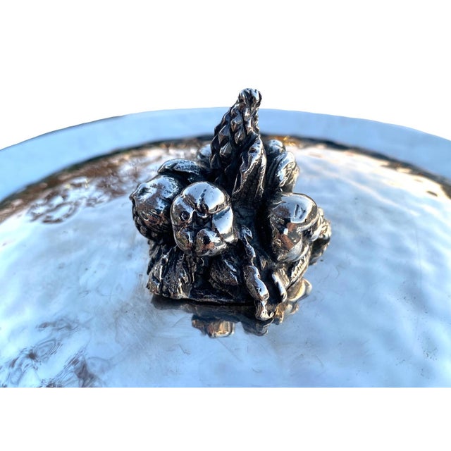 Mid 20th Century Stunning Large Handmade Hammered Silverplate Covered Serving Bowl by Renzo Cassetti, Italy For Sale - Image 4 of 14