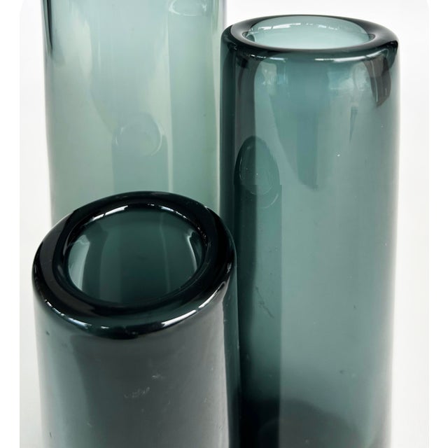 Holmegaard Early 20th Century Per Lutken Holmegaard Glass Denmark Smoked Glasss Vases, Set of Three (3) For Sale - Image 4 of 11