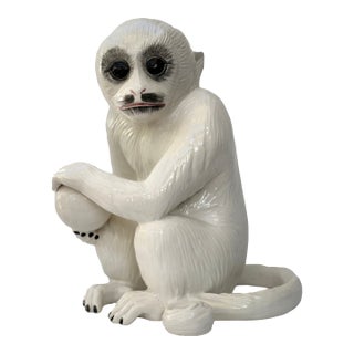 1960's Large Italian Glazed Ceramic Monkey For Sale