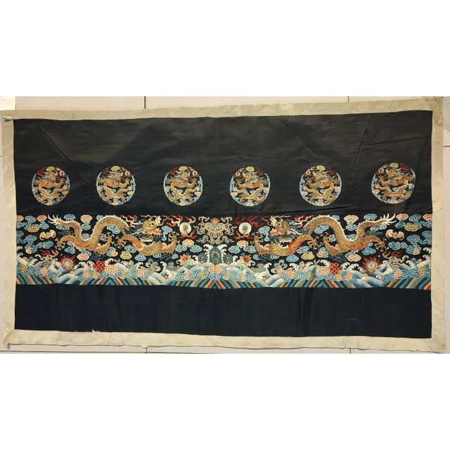 Chinese 19th Century Chinese Silk & Metallic Thread Embroidery (2'6" x 4'4" - 76 x 132) For Sale - Image 3 of 9