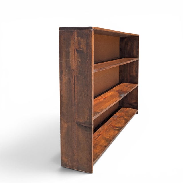 Late 20th Century Vintage Primitive Rustic Low Wood Bookcase No. 57a For Sale - Image 5 of 18