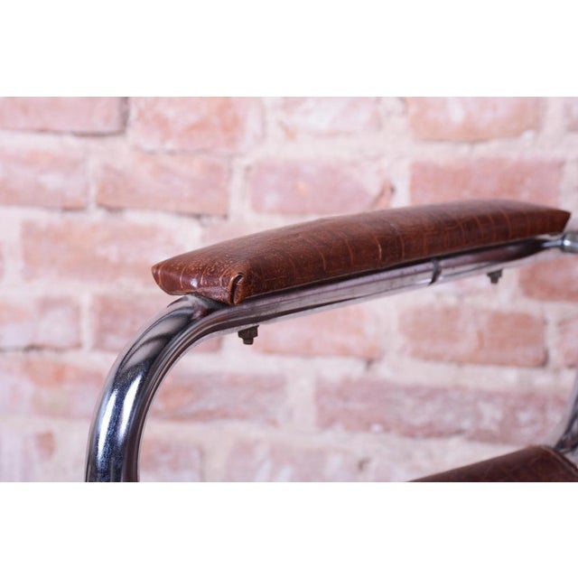 Metal Bauhaus Bar Chair in Chromed Steel and Faux Leather, Germany, 1970s For Sale - Image 7 of 12