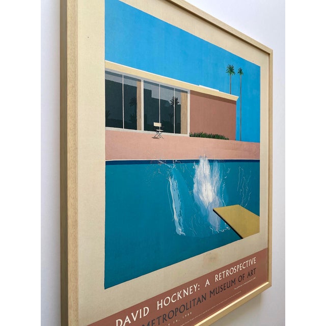 Wood David Hockney Vintage 1988 Lithograph Print Framed Museum Exhibition Poster " a Bigger Splash " 1967 For Sale - Image 7 of 18