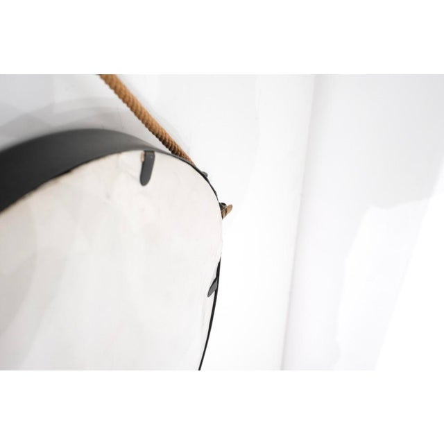 Glass Vintage Round Steel Mirror, Italy, 1970s For Sale - Image 7 of 13