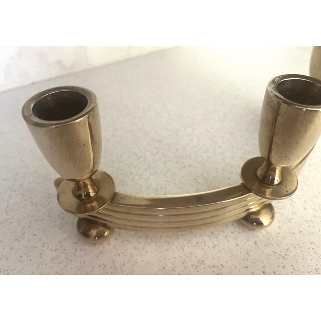 Art Decor Dirilyte Bronze/Brass Curved Candleholder - 1930's-1940's For Sale - Image 6 of 10