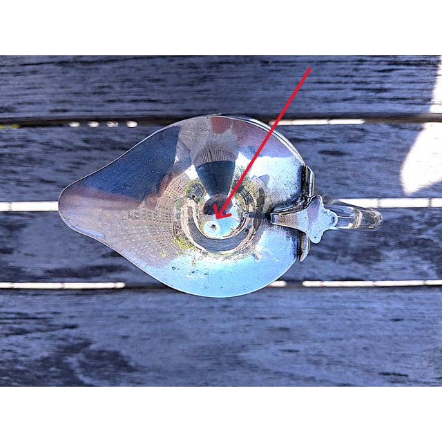 Antique Meriden Brittannia Sterling Silver & Cut Crystal Syrup Cream Pitcher For Sale - Image 9 of 10