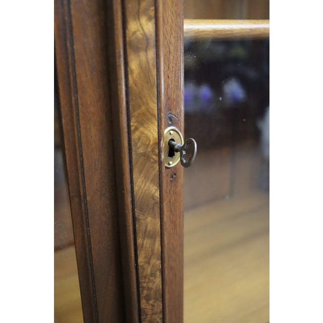Victorian Eastlake Walnut and Burl Wood Bookcase Cabinet For Sale - Image 11 of 13